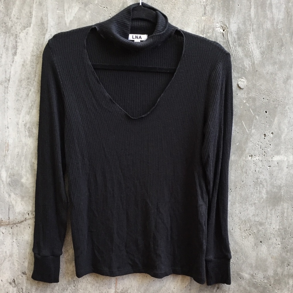 LNA open-chest turtle neck in black
